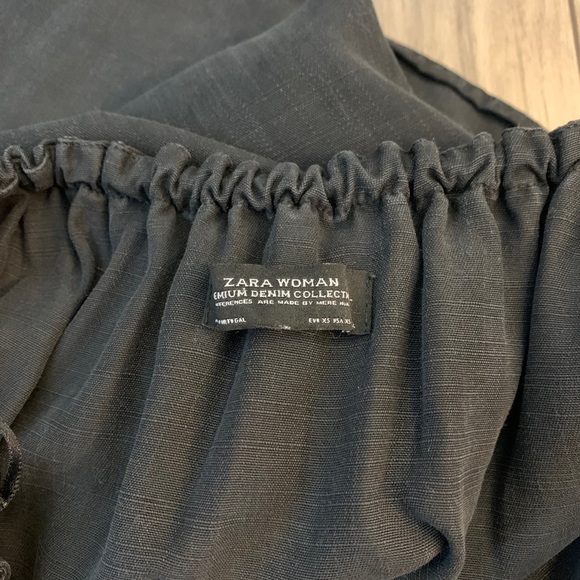 Zara Off-the-Shoulder Faded Black Ruffled Mini Black Dress Size XS - Picture 8 of 10